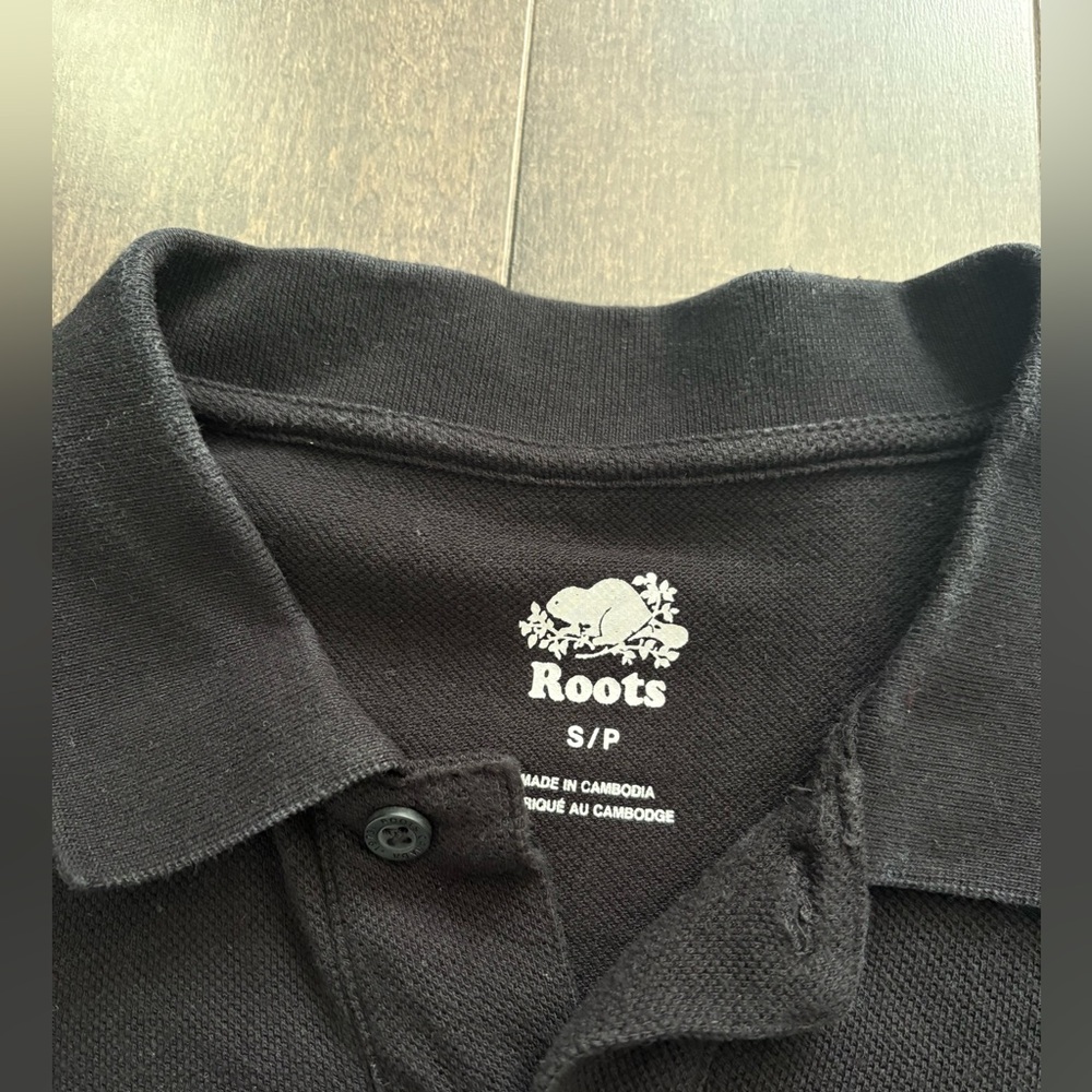 Roots Mens Black Polo Short Sleeve Shirt Size S 100% Cotton Business Casual - Picture 7 of 10